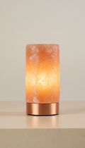 Cylinder Himalayan salt lamp with metal base
